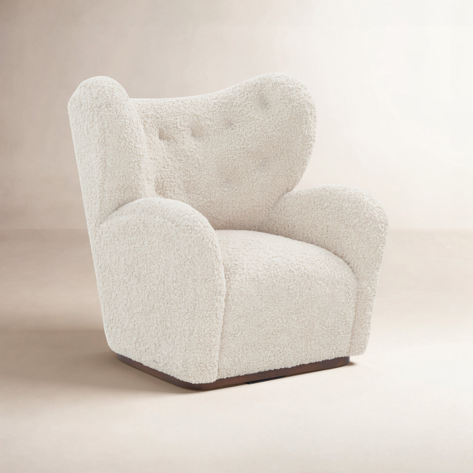 Wrenn Swivel Accent Chair, Off White Faux Shearling
