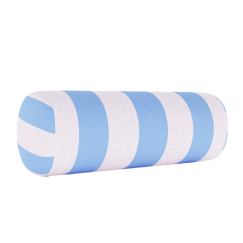 Coussin intérieur / extérieur Amala Sunbrella®, Blanc / rayures bleu clair