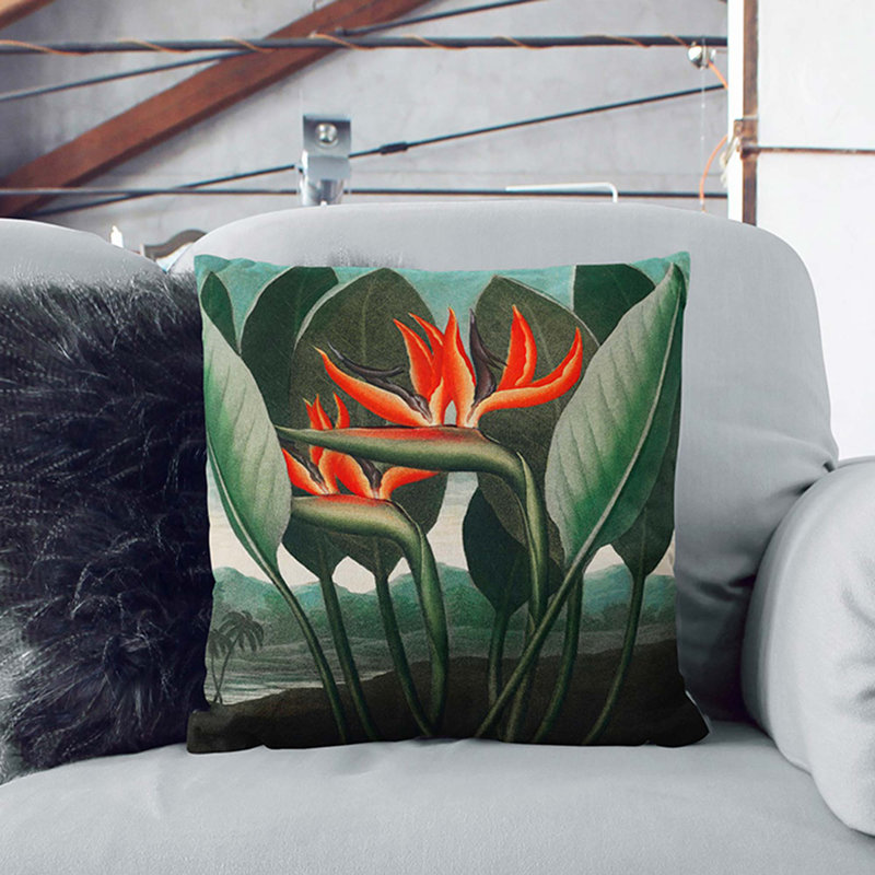 Exotic Flowers by R.J. Thornton Cushion with Filling, 55cm H x 55cm W x 20cm D, White