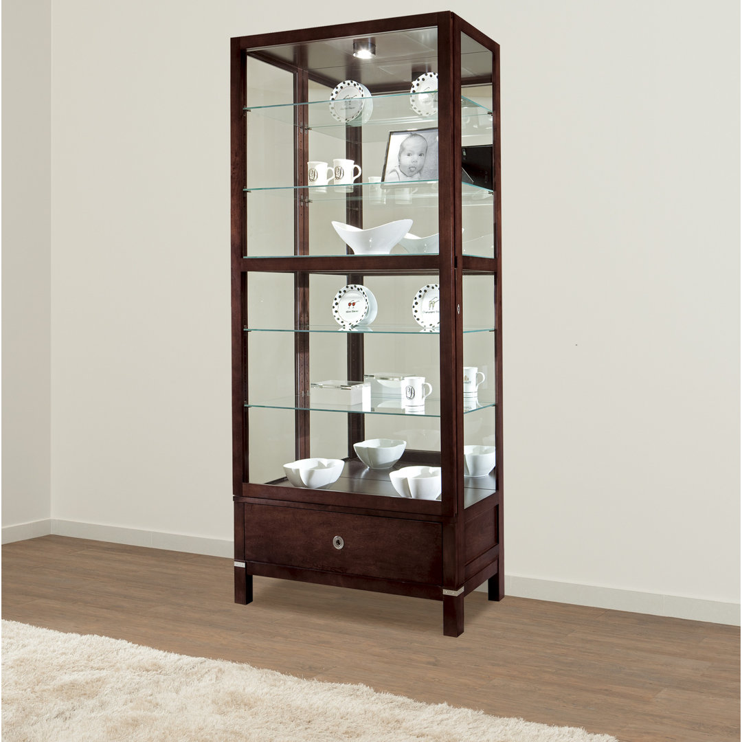 Williamson Curio Display Cabinet, Two-Way Sliding Locking Door, Lower Storage Drawer Darby Home Co