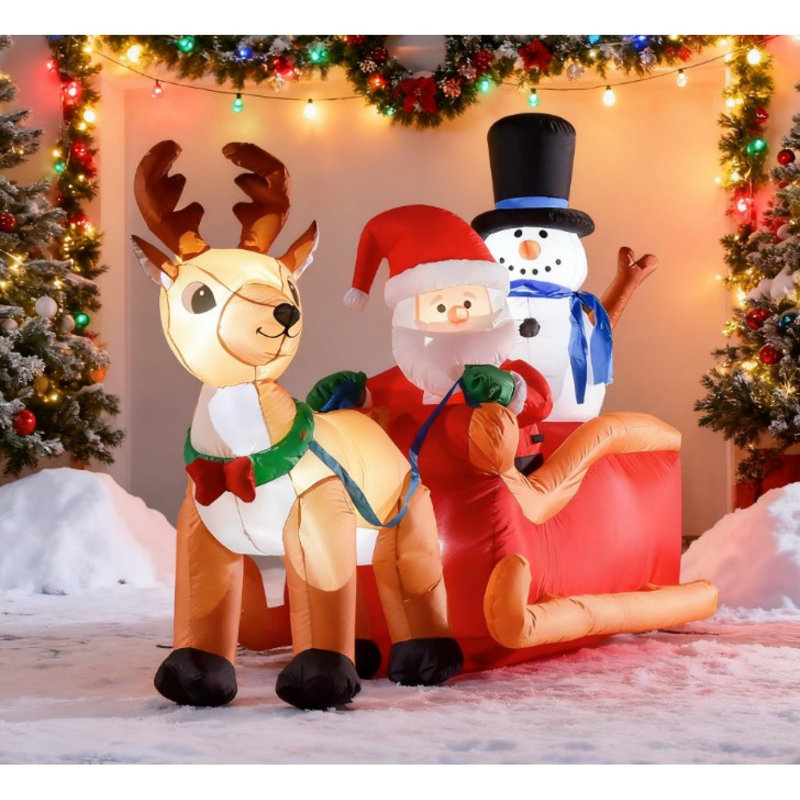 Décorations de Noël pour l'extérieur, renne et bonhomme de neige avec lumières DEL