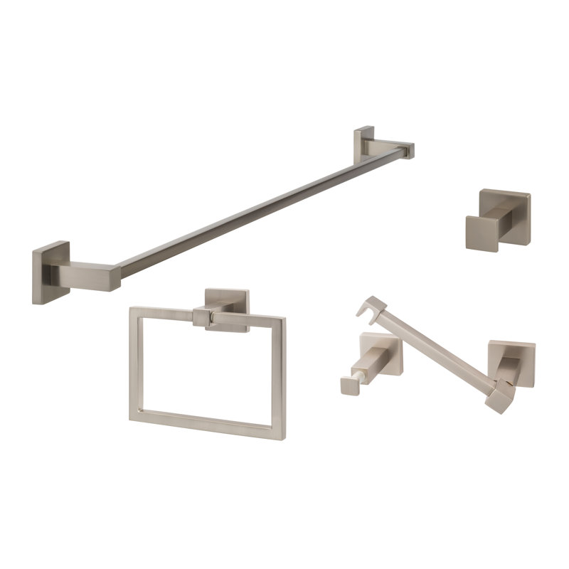Vlora Series Bath Set, Pivot, Satin Nickel
