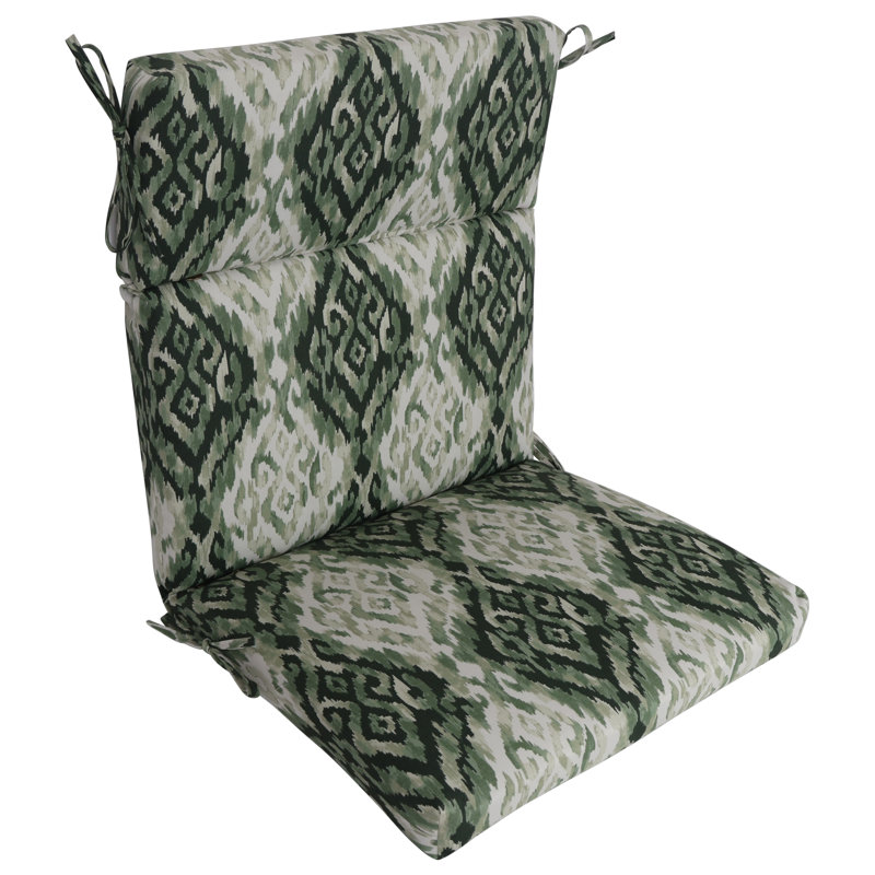 Outdoor Seat/Back Chair Cushion, Green/Lakat Mineral Abstract, 20" W x 20" D