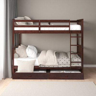 Full-Over-Full Bunk Bed With Ladders And Two Storage Drawers
