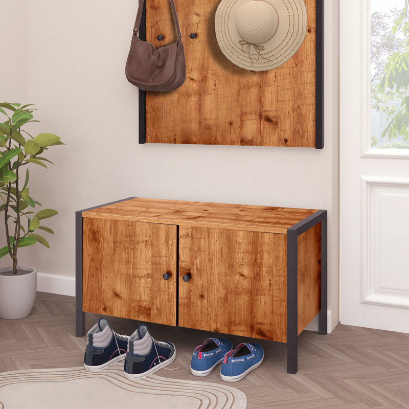 Killingworth 4 Pair Shoe Storage Bench, Oak