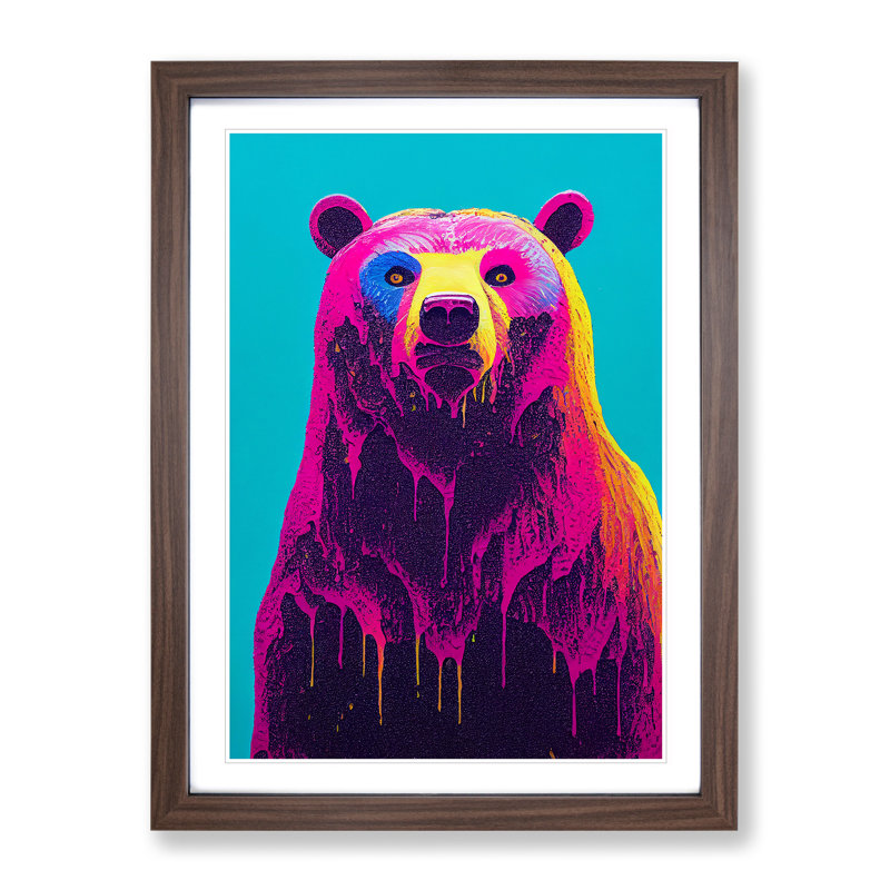 Splashed Bear No.4 Abstract - Wall Art, Walnut Framed, 64cm H x 46cm W x 2cm D, Walnut Framed