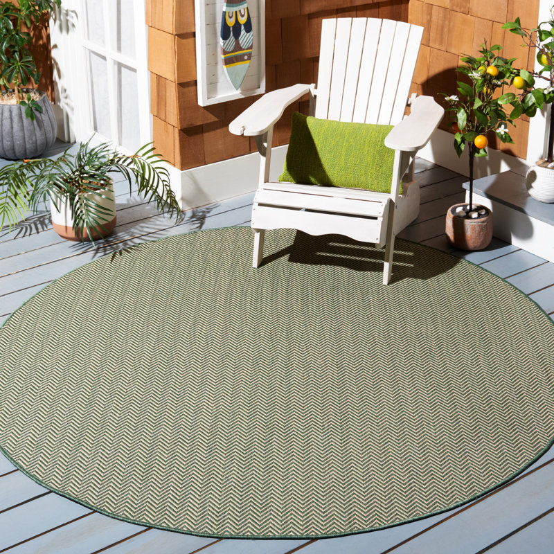Tapis intérieur / extérieur Arneshia, Dark Green/Beige, Rond 4 pi