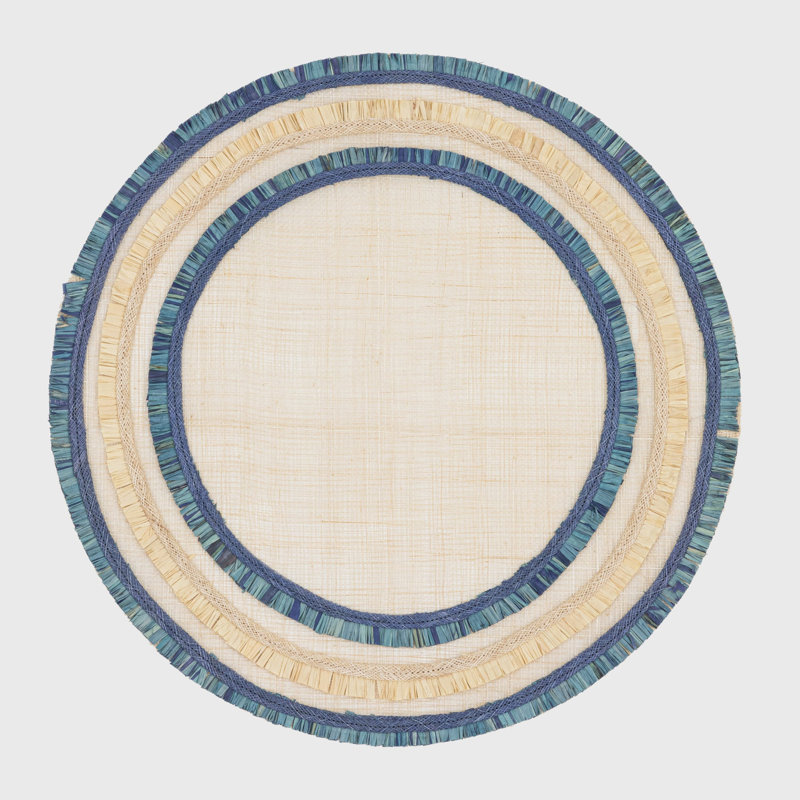 100% Abaca Round Placemats, Indigo