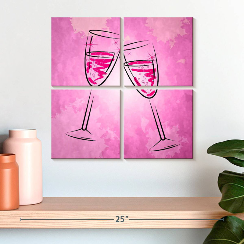 Yarlin Pink Champagne Glasses, 18" H x 18" W