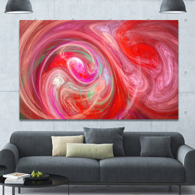 Motif de fractale rouge avec cercles - impression sur toile tendue