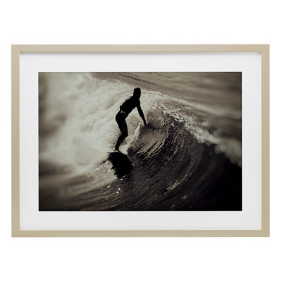 Surfer's Wave Splash Framed Print Under Glass, design by Norm Stelfox