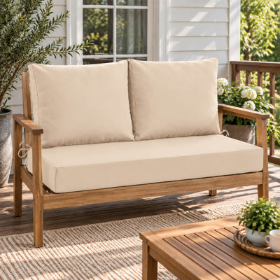 Ensemble de coussins pour causeuse d'extérieur, coussin imperméable pour banc de patio avec housses et sangles amovibles, beige
