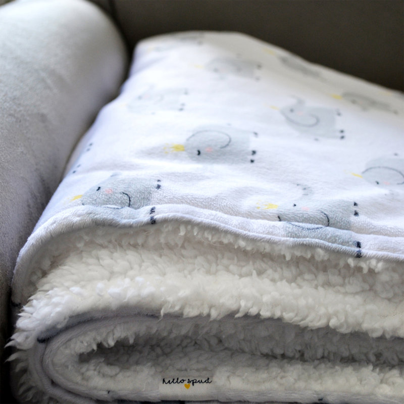 Couverture en peluche éléphant, Gris / blanc