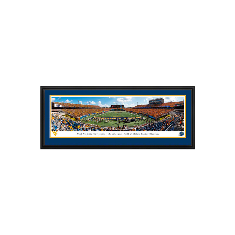 Impression panoramique de West Virginia Football, H 18 po x l 44 po x P 1,38 po, Cadre noir