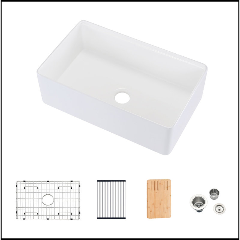 Évier de cuisine de ferme de style station de travail 33 po x l 20 po avec accessoires