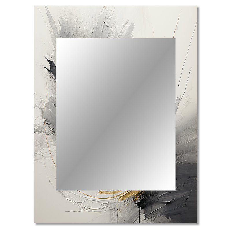 Infinite Motion III - miroir décoratif à spirales abstraites, grand miroir mural gris, impression d'art en métal