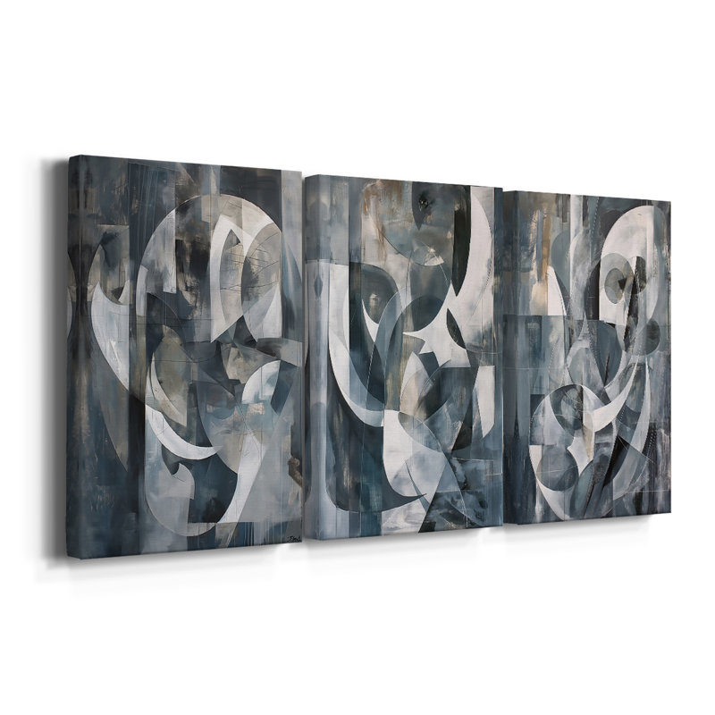 ABSTRACT Series CDL XXXIV - Toile tendue sur mesure avec châssis - 3 pièces, H 60 po x l 120 po