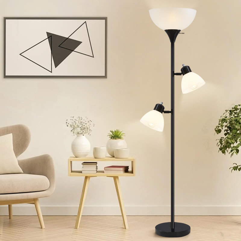 Mapleview 72'' Black Tree Floor Lamp, White, Black