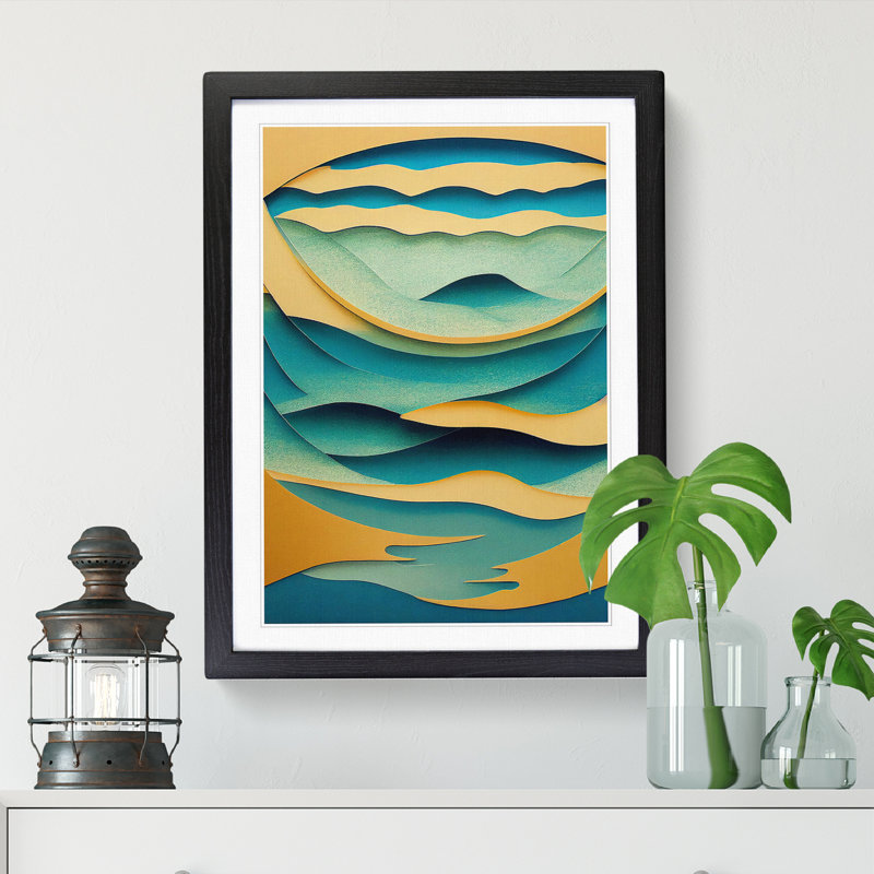 Seascape Abstract Vol.7 - Single Picture Frame Print, Black, 34cm H x 25cm W x 2cm D