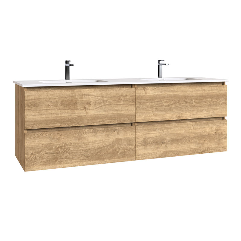 Meuble-lavabo mural 63,0 po Flora, Chêne naturel