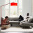 Stretch Arc Floor Lamp - 87", Red Finish, Step Switch, Rectangular marble base