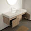 Meuble-lavabo suspendu moderne Alba 48 po avec lavabo, armoire murale en contreplaqué, comptoir en pierre frittée Roma Travertine, rangement à fermeture en douceur, préassemblé-1516182298-1516182299
