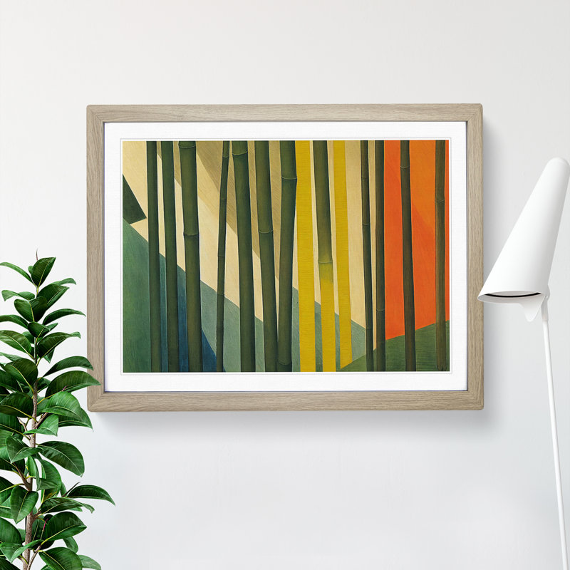 Stupendous Abstract Bamboo Forest 1 Piece Single Picture Frame Painting, 34cm H x 46cm W x 2cm D, Oak Framed