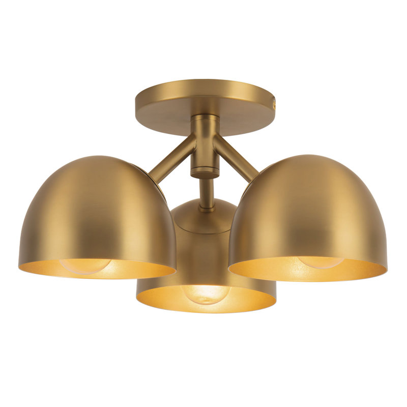 Fosso 13-in Gold Semi-Flush Mount, Brushed Gold