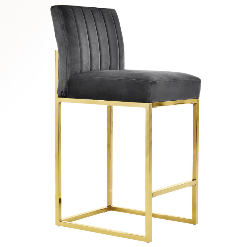 Upholstered Counter Stool with Metal Frame