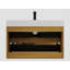 Meuble-lavabo mural 36 po en chêne avec lavabo noir, grand meuble-lavabo flottant mural pour salle de bain moderne, lavabo une pièce noir sans drain, pré-assemblé-102299637