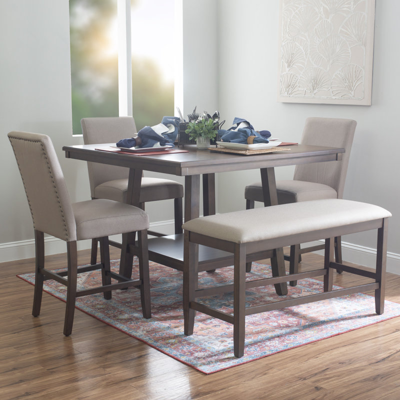 Barneveld Polyester Upholstered Bench, Beige/Brown