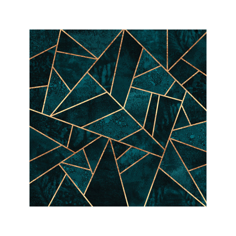 Deep Teal Stone by Elisabeth Fredriksson - Print on Canvas, No Frame, 45.72 cm H x 45.72 cm W x 3.175 cm D