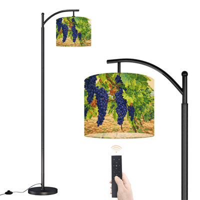 Lampe sur pied à arc avec abat-jour réglable Ripe red vin raisins vignoble champ de campagne lampe sur pied 3 températures de couleur à intensité variable haute lampe sur pied avec interrupteur au pied pour la chambre à coucher