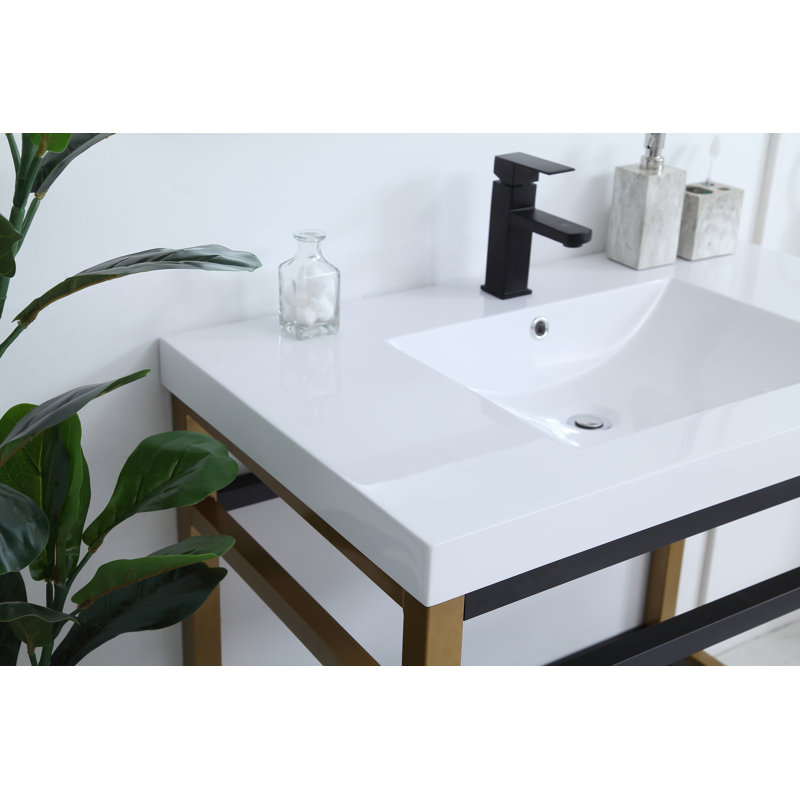 Meuble-lavabo simple 36 po Raya, Doré / noir