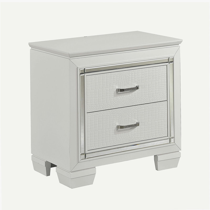 Armoire de chevet 1 pièce 2 tiroirs, Blanc