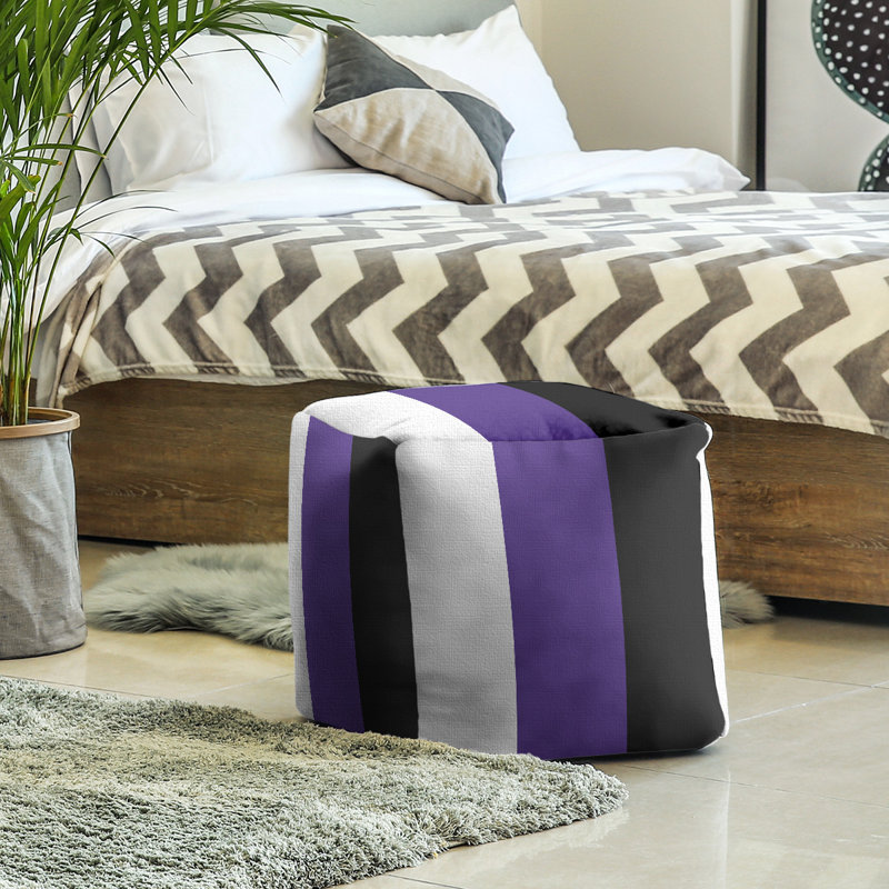 Repose-pieds cube la ours college stripes, Blanc / mauve / noir