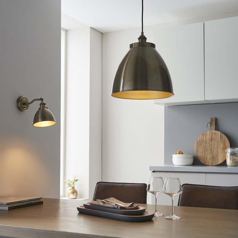 Ziemer 1 - Light Antique Brass Dome Pendant, 32.5cm H x 33.5cm W x 33.5cm D