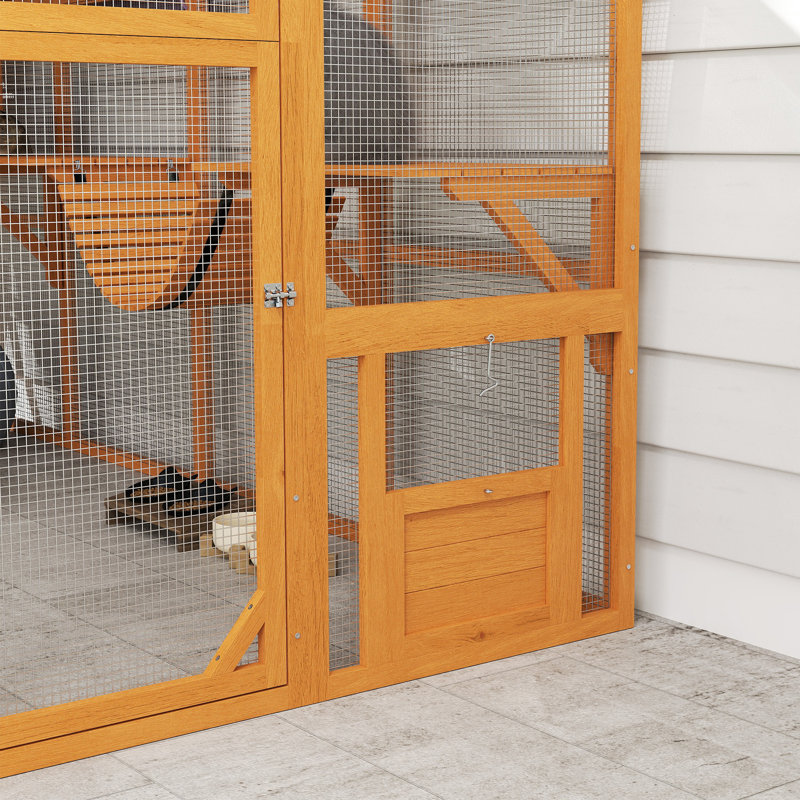 Enceinte d'extérieur pour chat Catio avec auvent résistant aux intempéries, ponts, orange