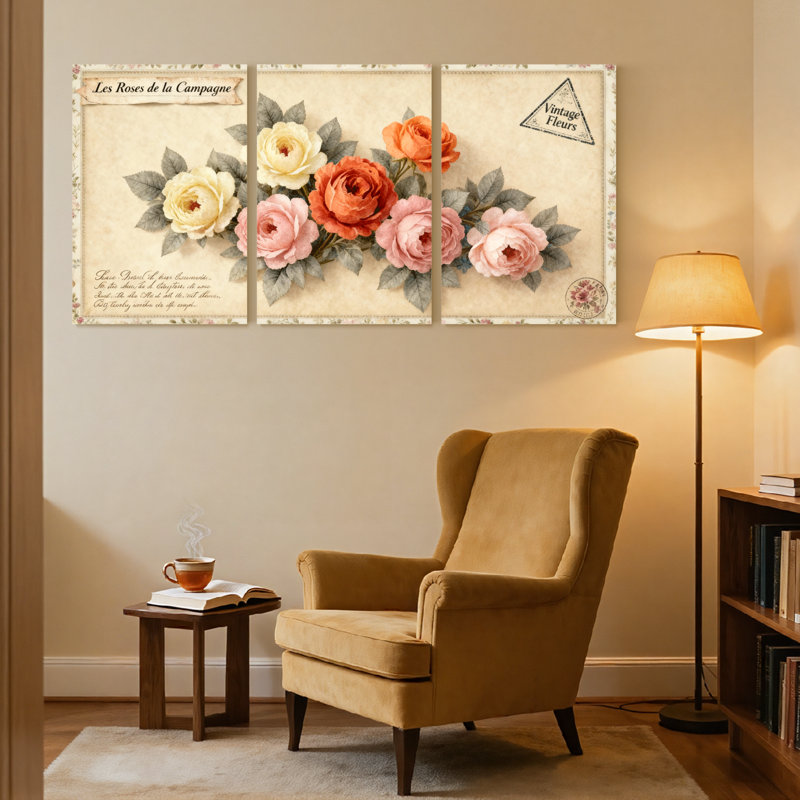 Ensemble de 3 reproductions d'art sur toile, H 18 po x l 36 po