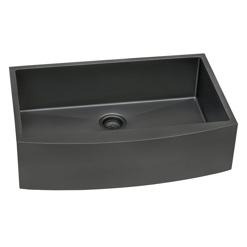 Ruvati 30-inch Apron-Front Farmhouse Kitchen Sink - Stainless Steel, Gunmetal Black