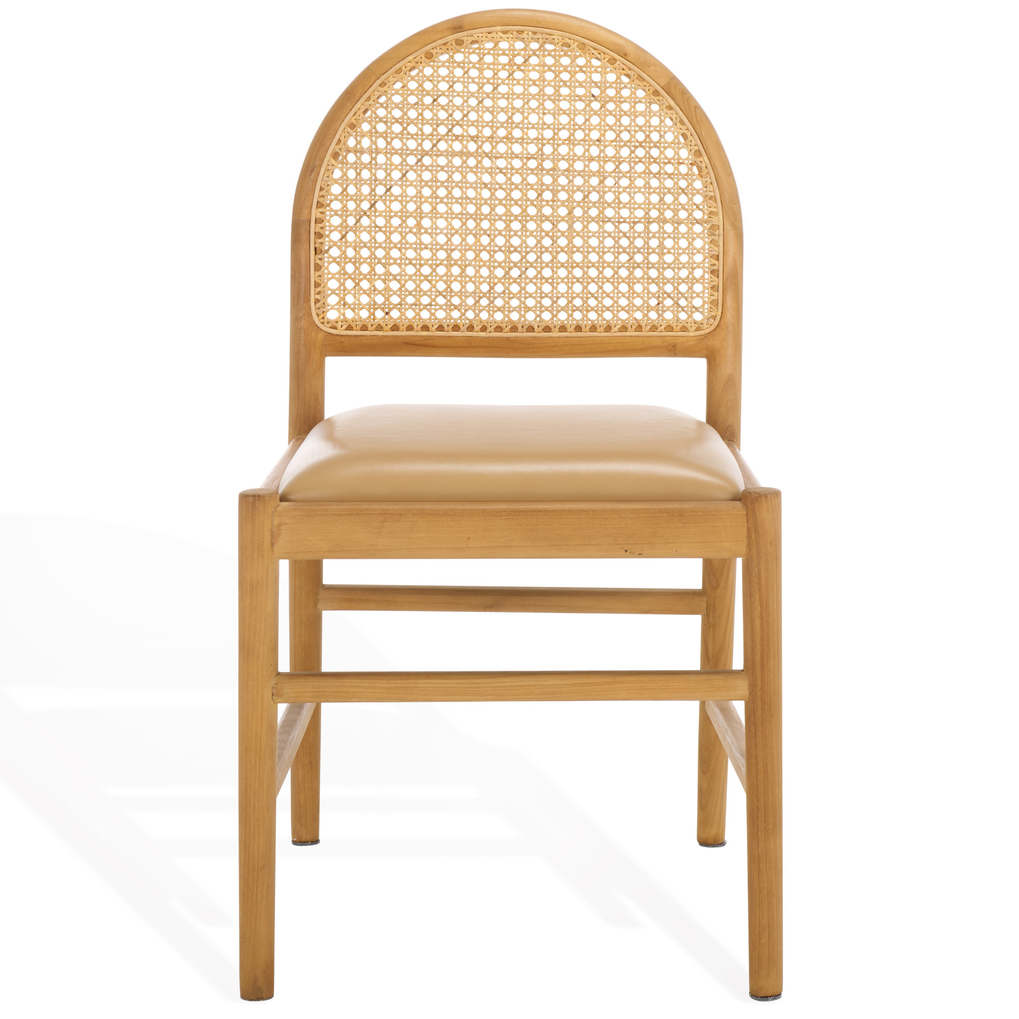 Ottavia Rattan And Leather Dining Chair, Natural, Natural Leather
