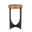 Table plateau brun avec base géométrique noire