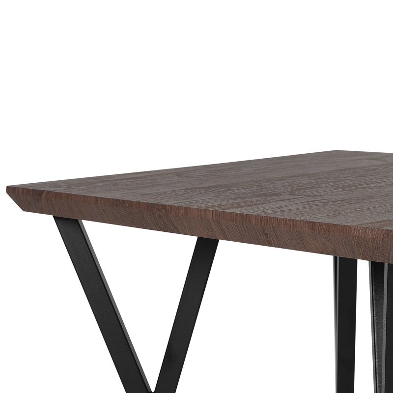 Ellicott Metal Base Dining Table, Dark Brown