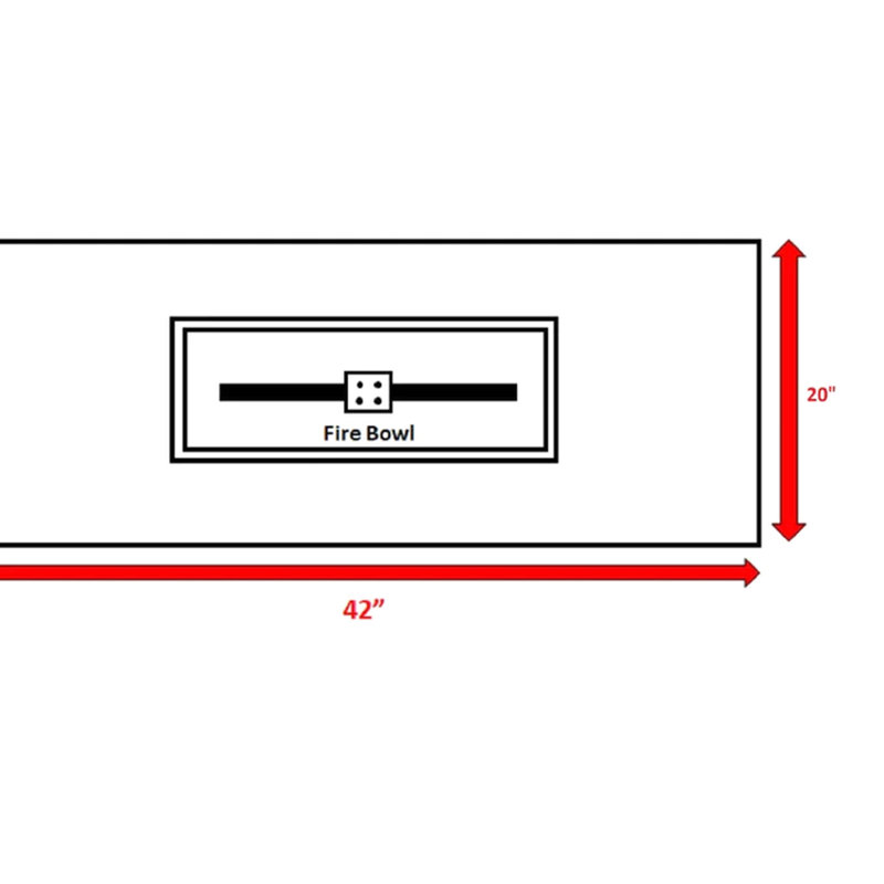 Table de foyer d'extérieur en béton H 25 po x l 42 po, jardin moderne, foyer d'extérieur à flamme réglable, très large, résistant aux intempéries, table