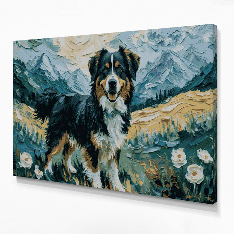 «Dogs Entlebucher Mountain Dog», art mural sur toile verte, H 11 po x l 14 po