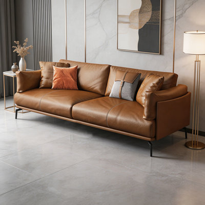 Brown Genuine Leather Standard Sofa