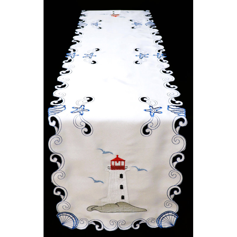 Tapis de broderie blanc / phare, Tapis de couloir 72 po