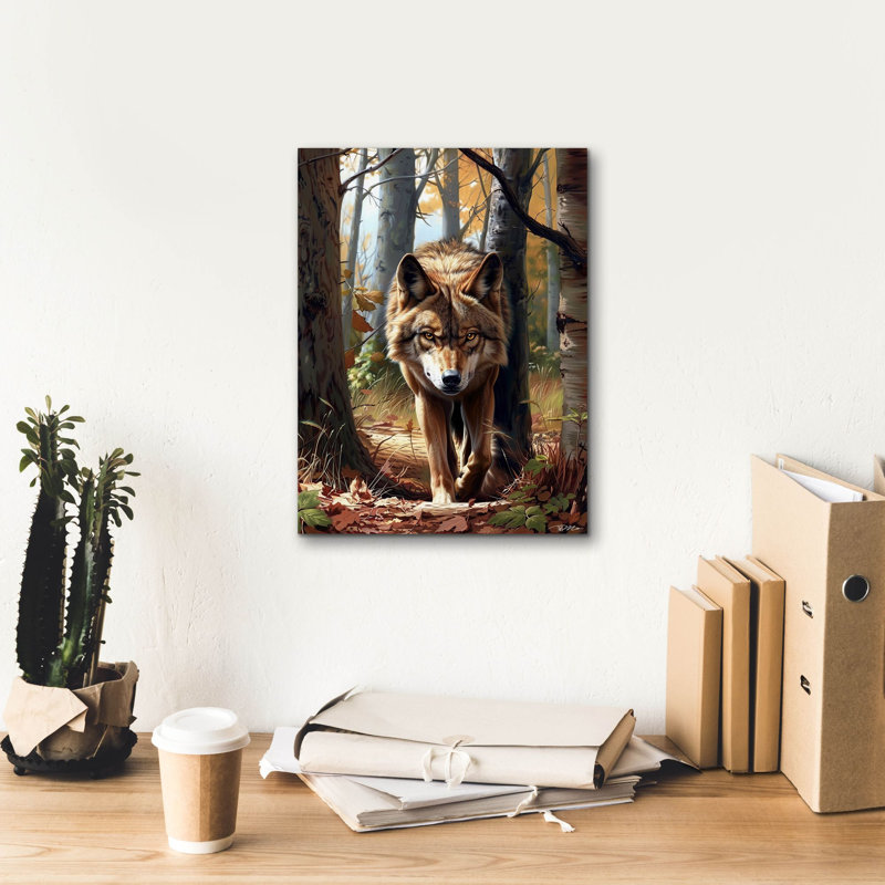 Toile épique «Wolf in the forest» par Momart, graffiti épique, 12 po x 16 po