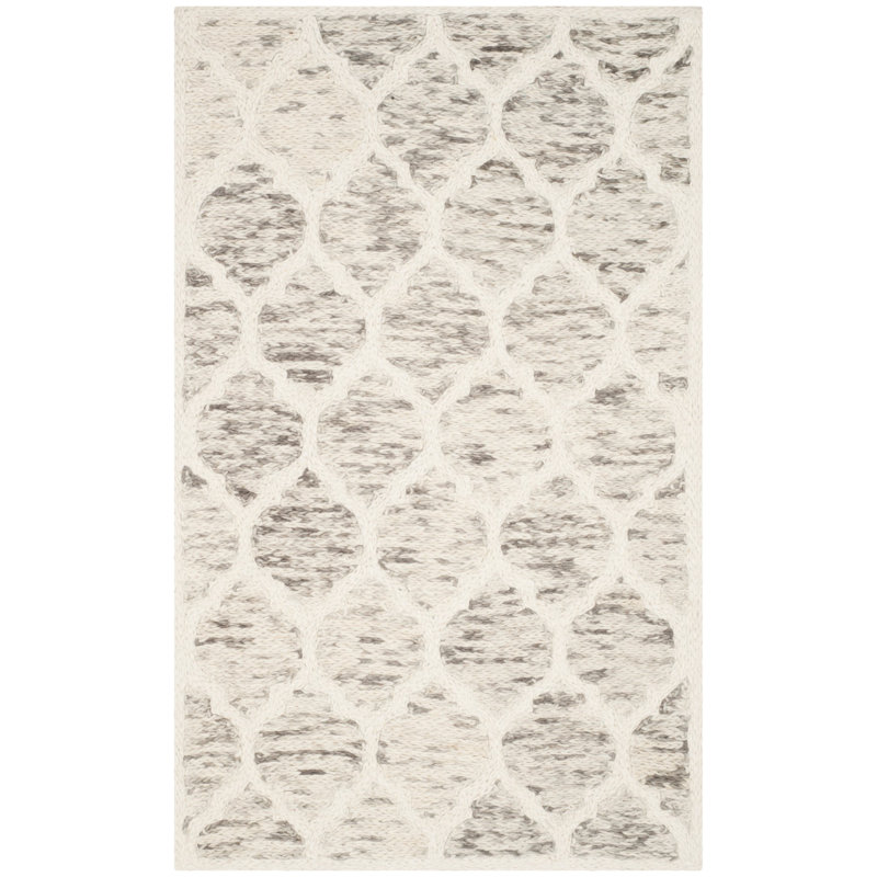Bertok Hand Loomed Wool Geometric Rug, Rectangle 3' x 5'