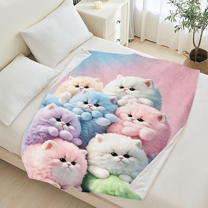 Jeté en flanelle JYK, L 30 po x l 40 po, Chatons pastel moelleux